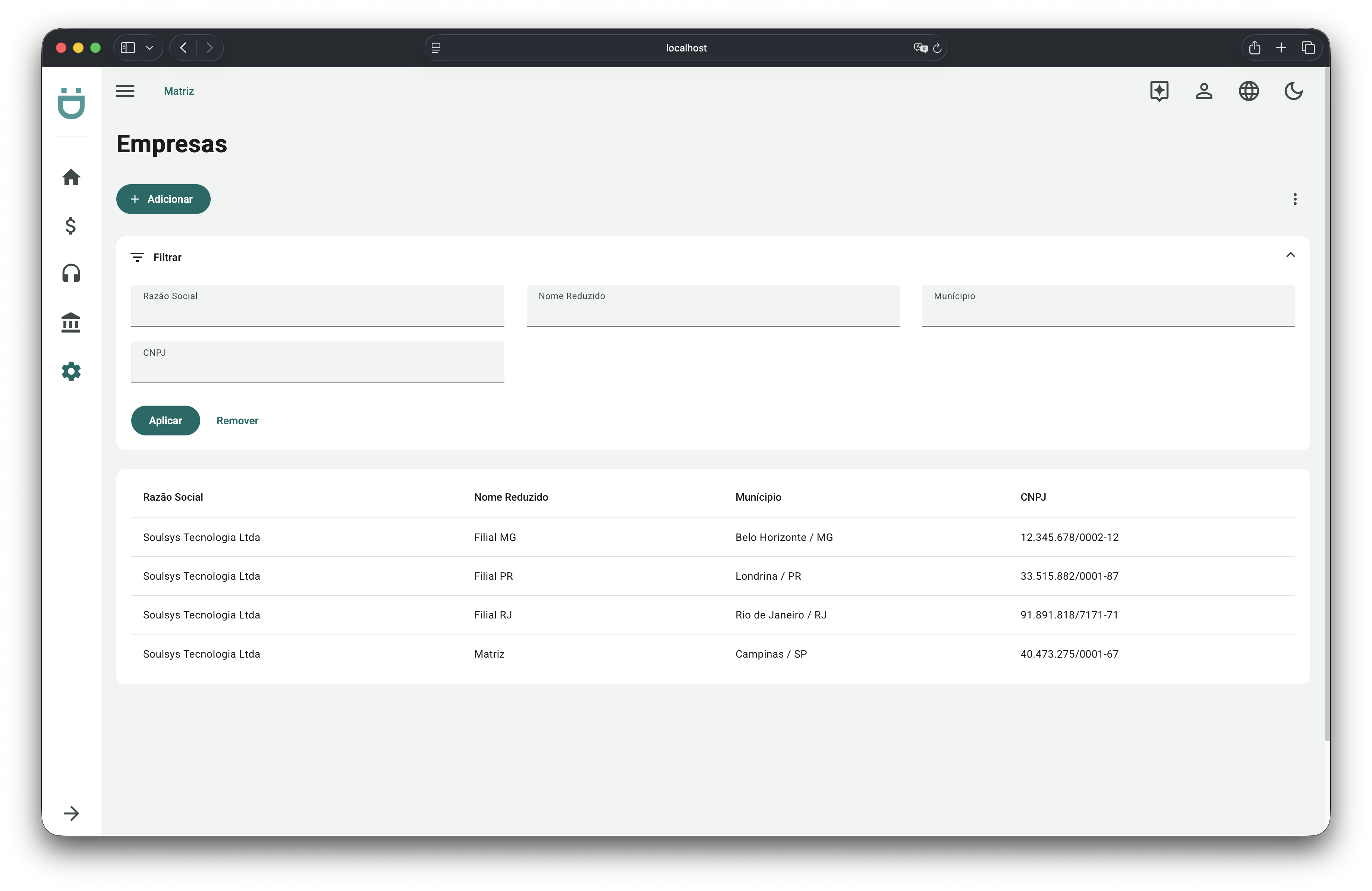 cadastro de empresas