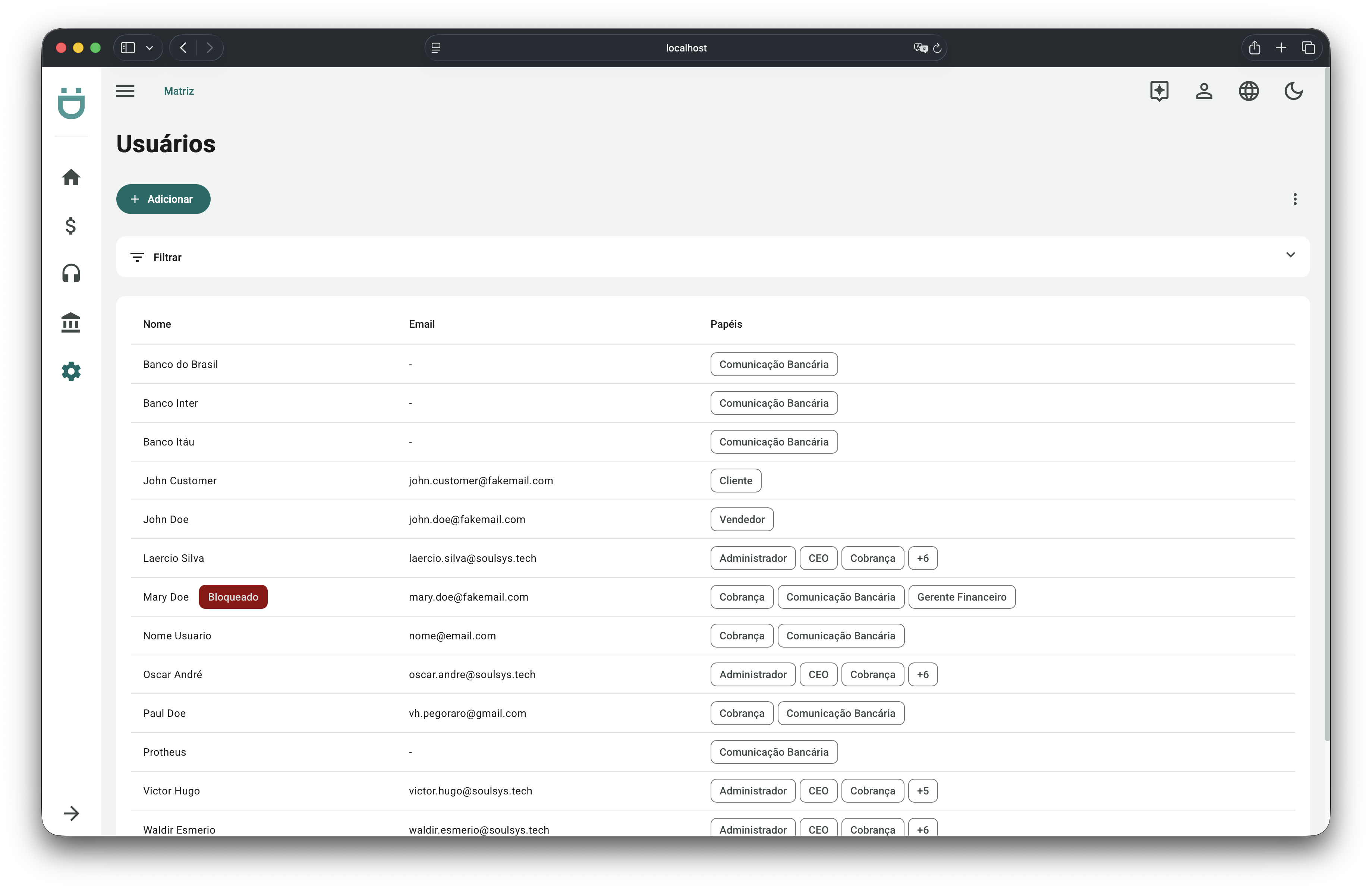 cadastro de usuários
